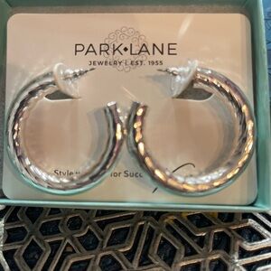 Park Lane Shimmering Silver Hoops